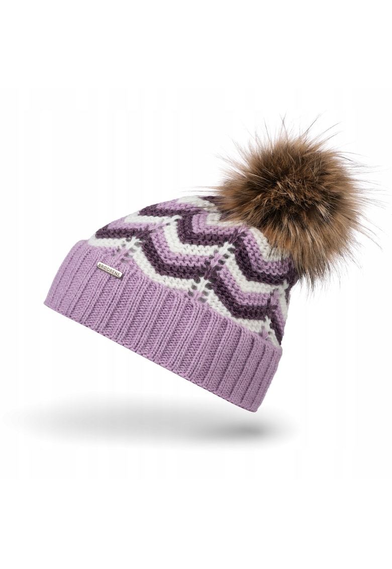 Caciula cu ciucure dama - Brodrene - Acril - 55-58 cm - Lila