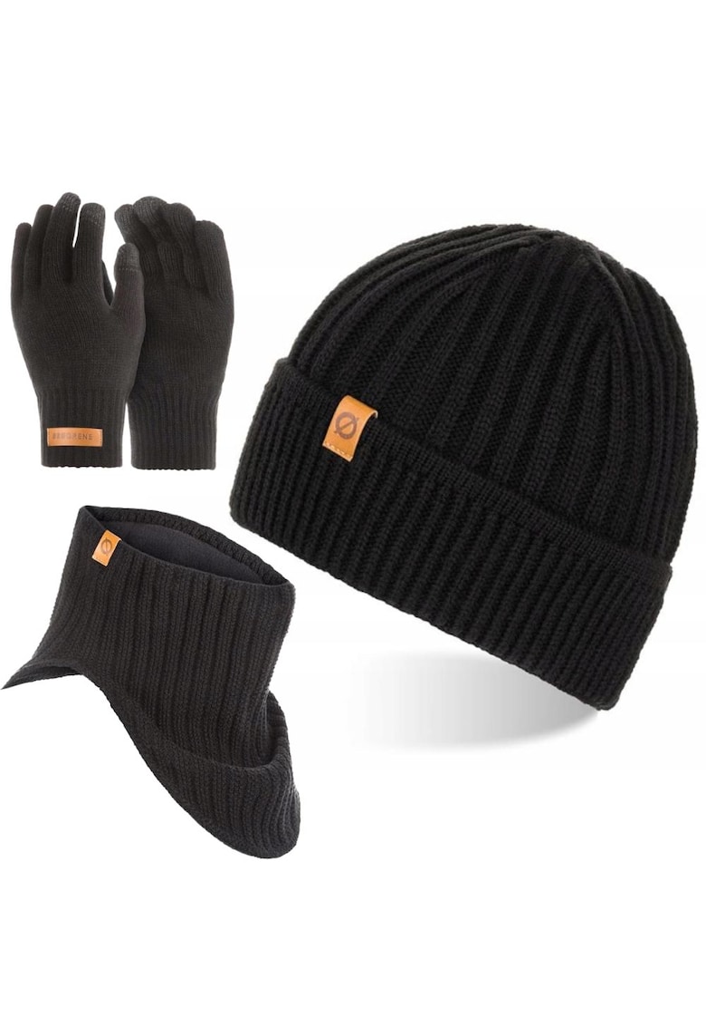 Broedrene Set caciula cu fular si manusi barbati Brodrene - Acril - Negru
