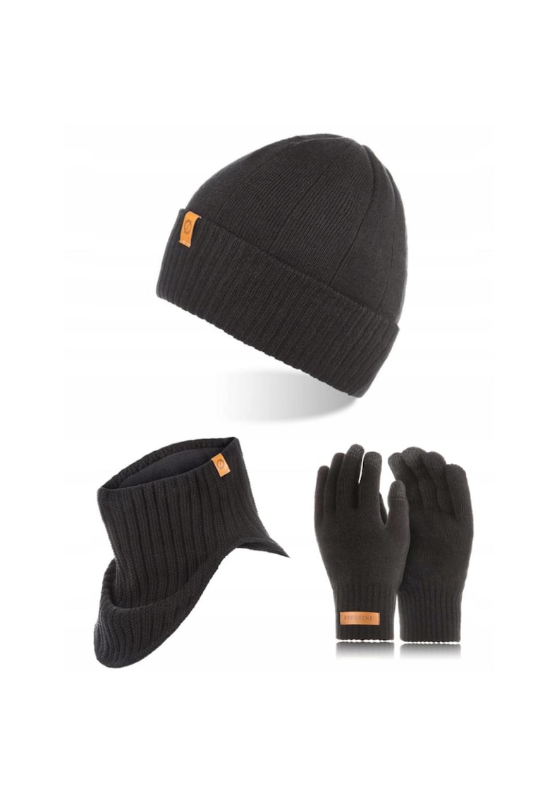 Broedrene Set caciula cu fular si manusi barbati Brodrene - Acril - Negru