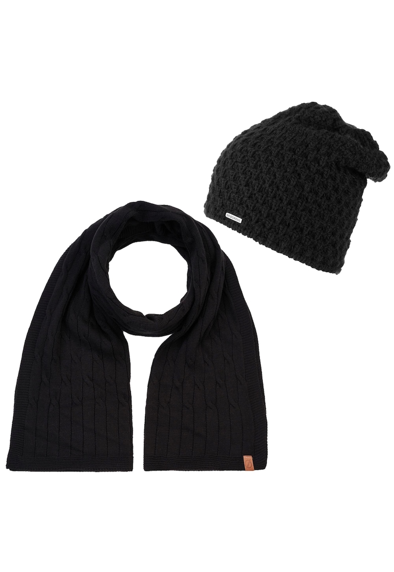 Set caciula + fular dama - Brodrene - Acril - Circumferinta 55-58 cm - Fular 170 x 40 cm - Negru