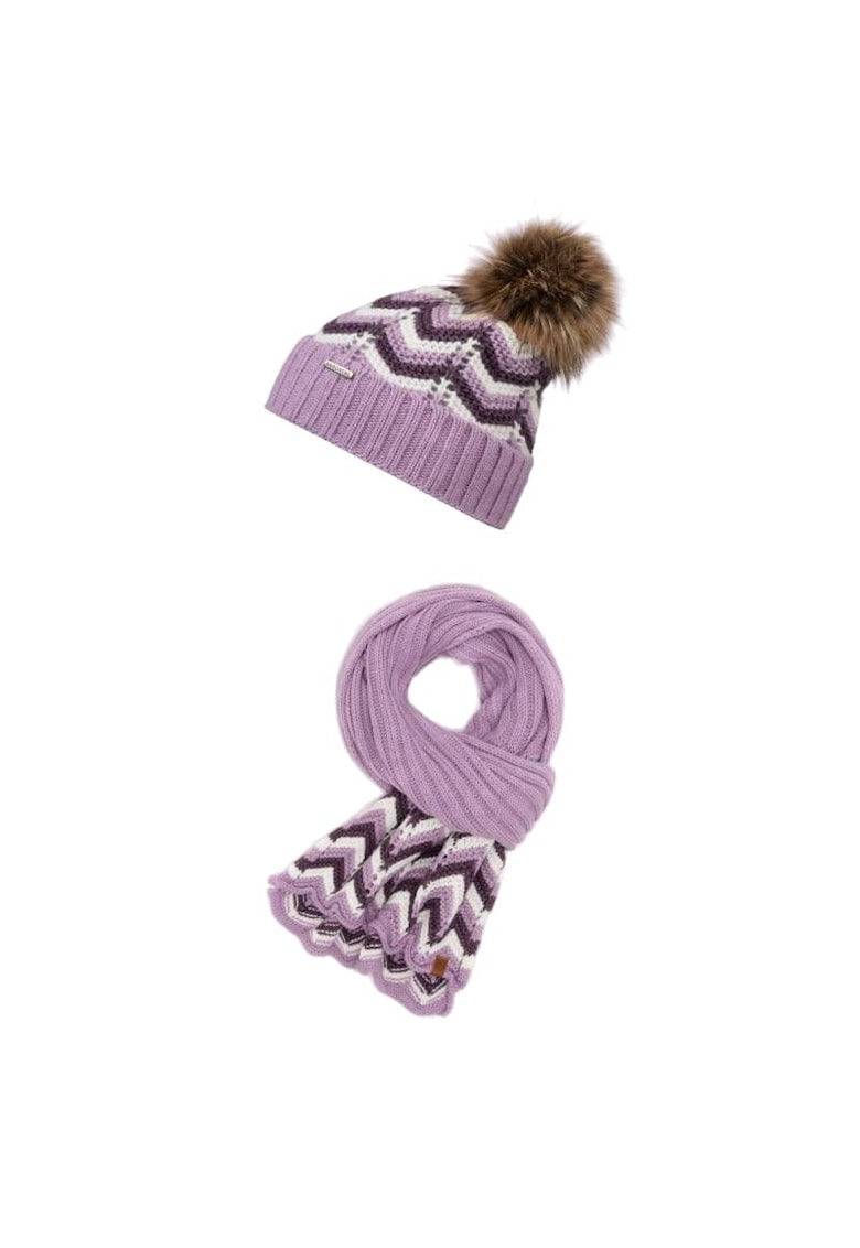 Set caciula + fular dama - Brodrene - Acril - Circumferinta 55-58 cm - Fular 210 x 40 cm - Multicolor