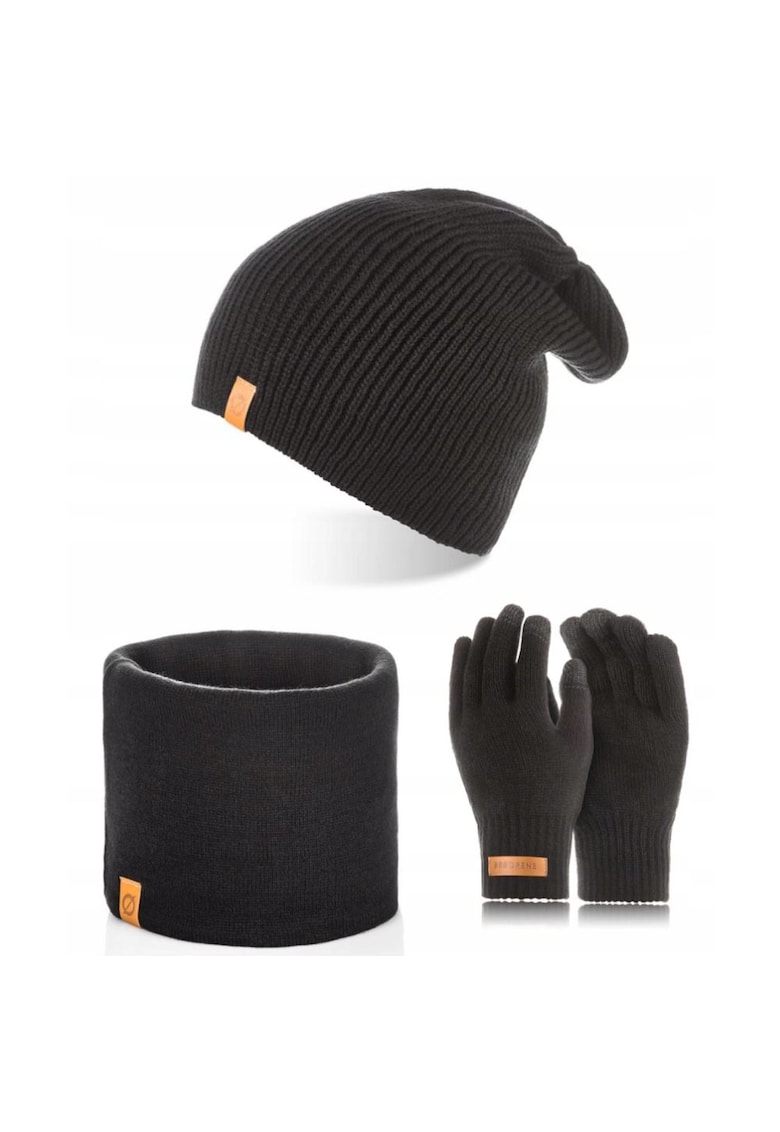 Broedrene Set caciula cu fular si manusi barbati Brodrene - Acril - Negru