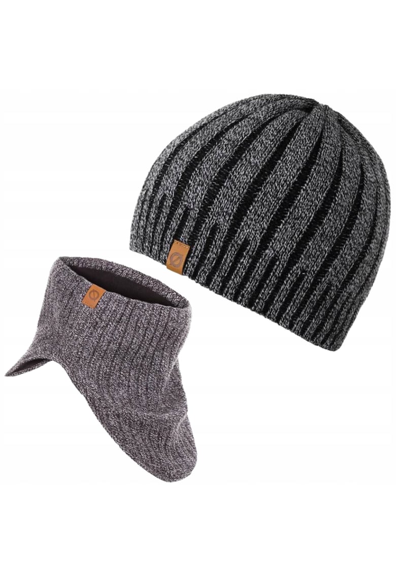 Set caciula + fular barbati - Brodrene - Acril - Circumferinta 56-60 cm - Fular 25 x 20.5 cm - Gri