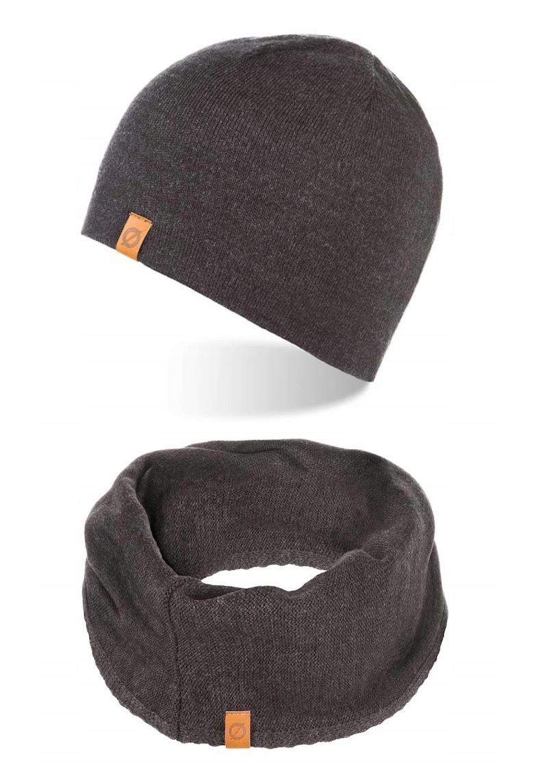 Set caciula si fular barbati - Brodrene - Lana - Dimensiune universala - Gri