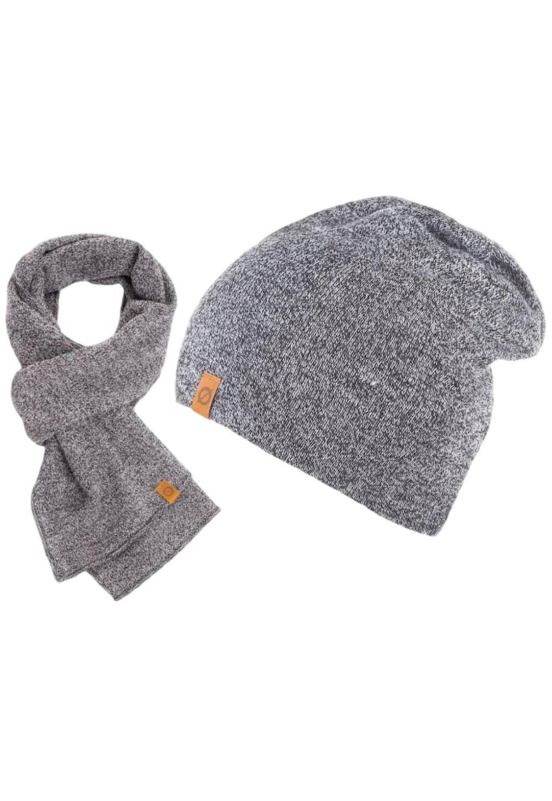 Set caciula + fular barbati - Brodrene - Acril - Circumferinta 56-60 cm - Fular 150 x 40 cm - Gri deschis