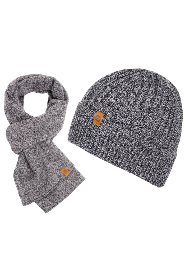 Set caciula + fular barbati - Brodrene - Acril - Circumferinta 56-60 cm - Fular 150 x 40 cm - Gri deschis