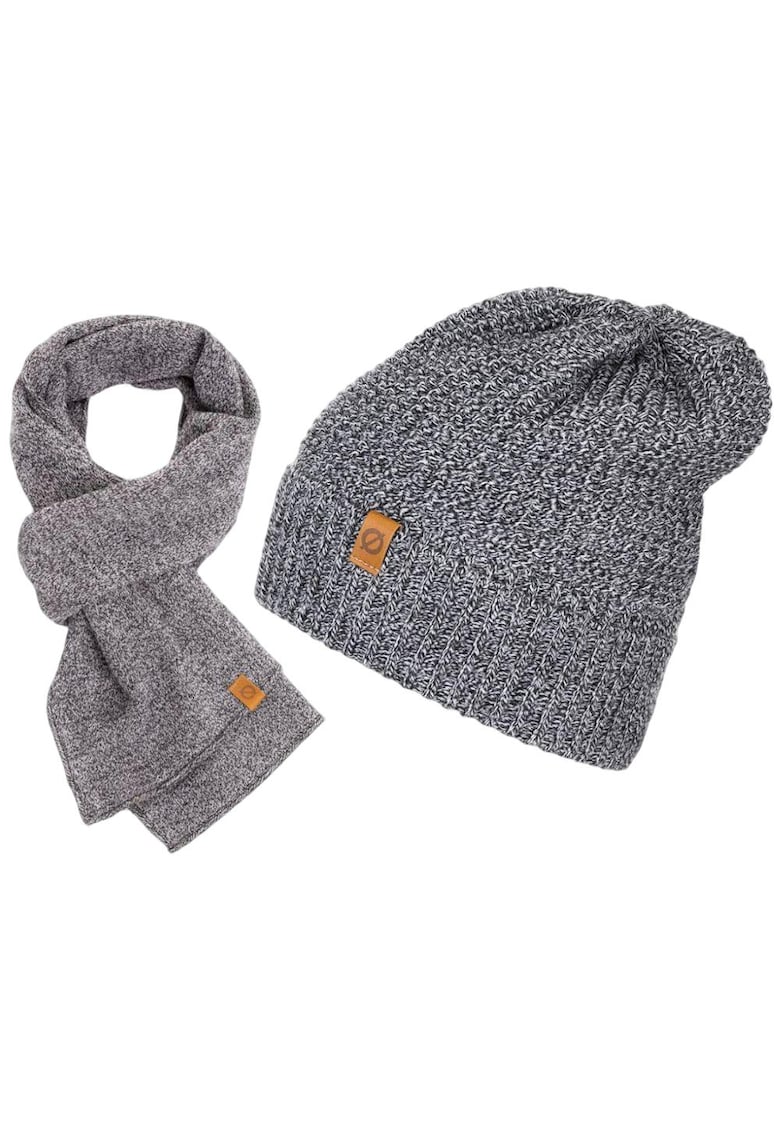 Set caciula + fular barbati - Brodrene - Acril - Circumferinta 56-60 cm - Fular 150 x 40 cm - Gri deschis