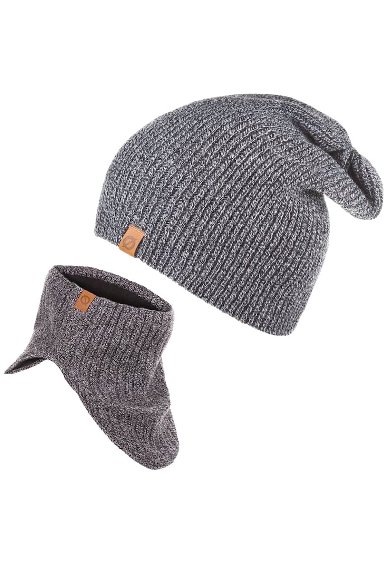 Set caciula + fular tip guler barbati - Brodrene - Acril - Circumferinta 56-60 cm - Fular 25 x 20.5 cm - Gri deschis