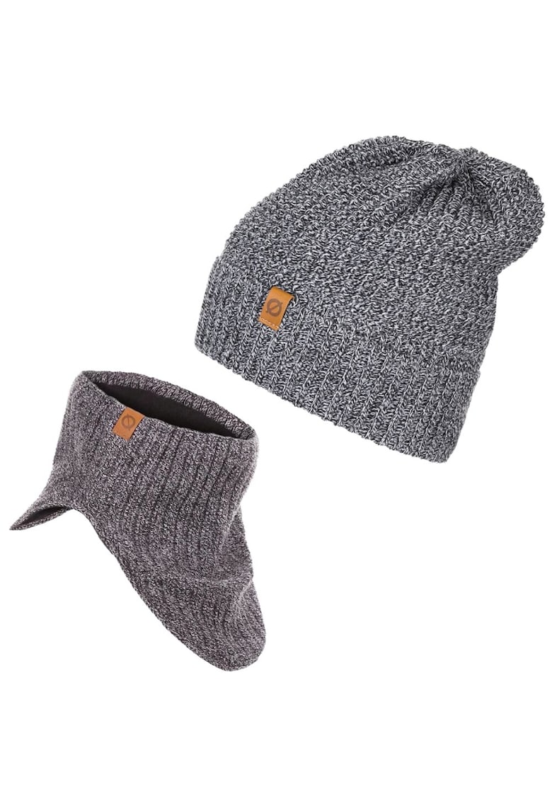 Set caciula + fular tip guler barbati - Brodrene - Acril - Circumferinta 56-60 cm - Fular 25 x 20.5 cm - Gri deschis