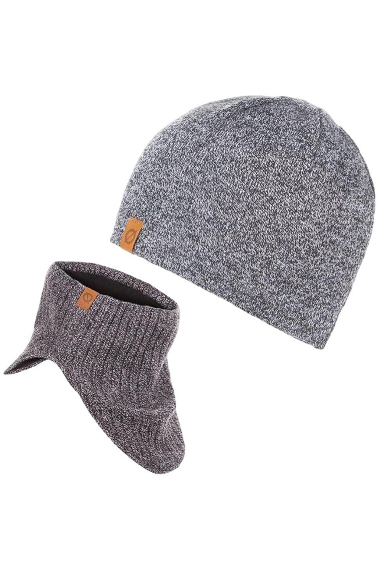 Set caciula + fular tip guler barbati - Brodrene - Acril - Circumferinta 56-60 cm - Fular 25 x 20.5 cm - Gri deschis