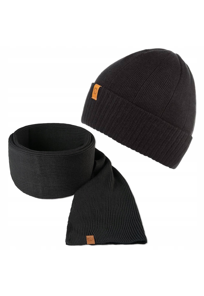 Set caciula si fular barbati - Brodrene - Acril - Dimensiune universala - Negru