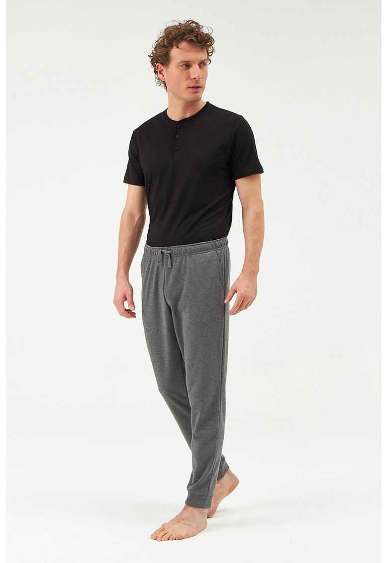 Pantaloni de pijama din amestec de bumbac cu talie ajustabila