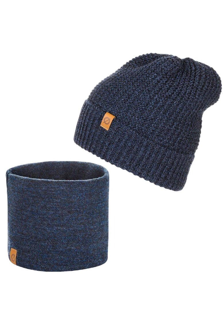 Set caciula + fular tip guler barbati - Brodrene - Acril - Circumferinta 56-60 cm - Fular 27 x 26 cm - Bleumarin