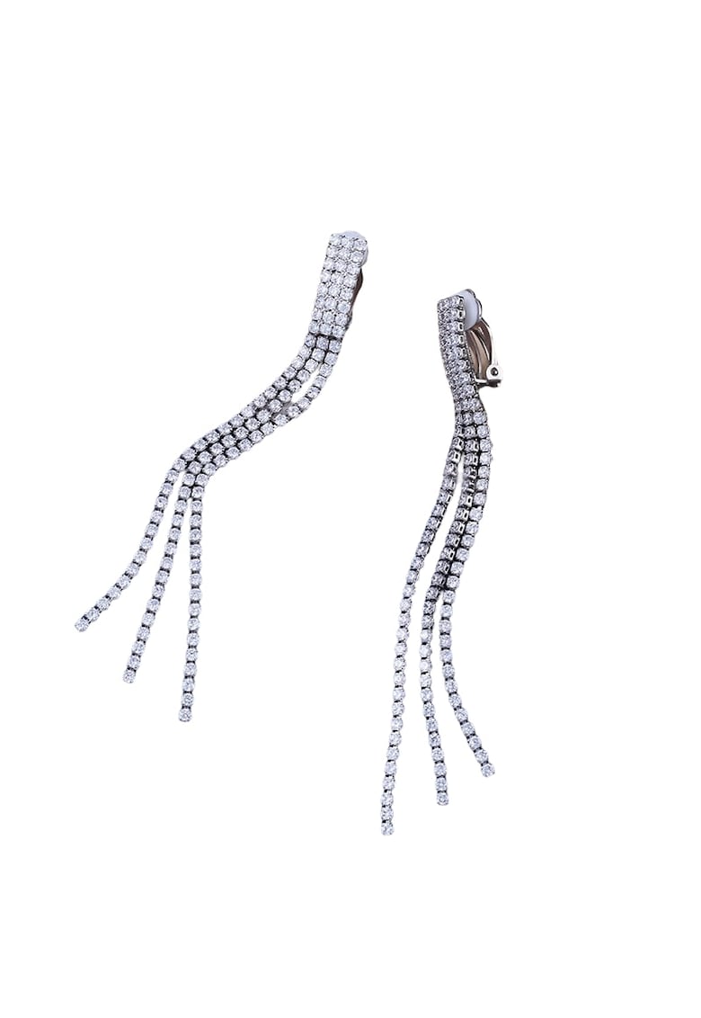 Cercei argintii - lungi - cu clips si pietre - Dolfine C1 -