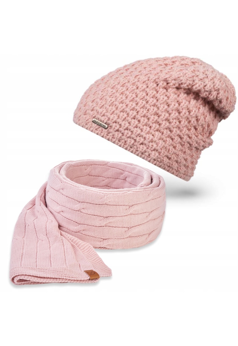 Broedrene Set caciula si fular dama Brodrene - Acril - Roz deschis