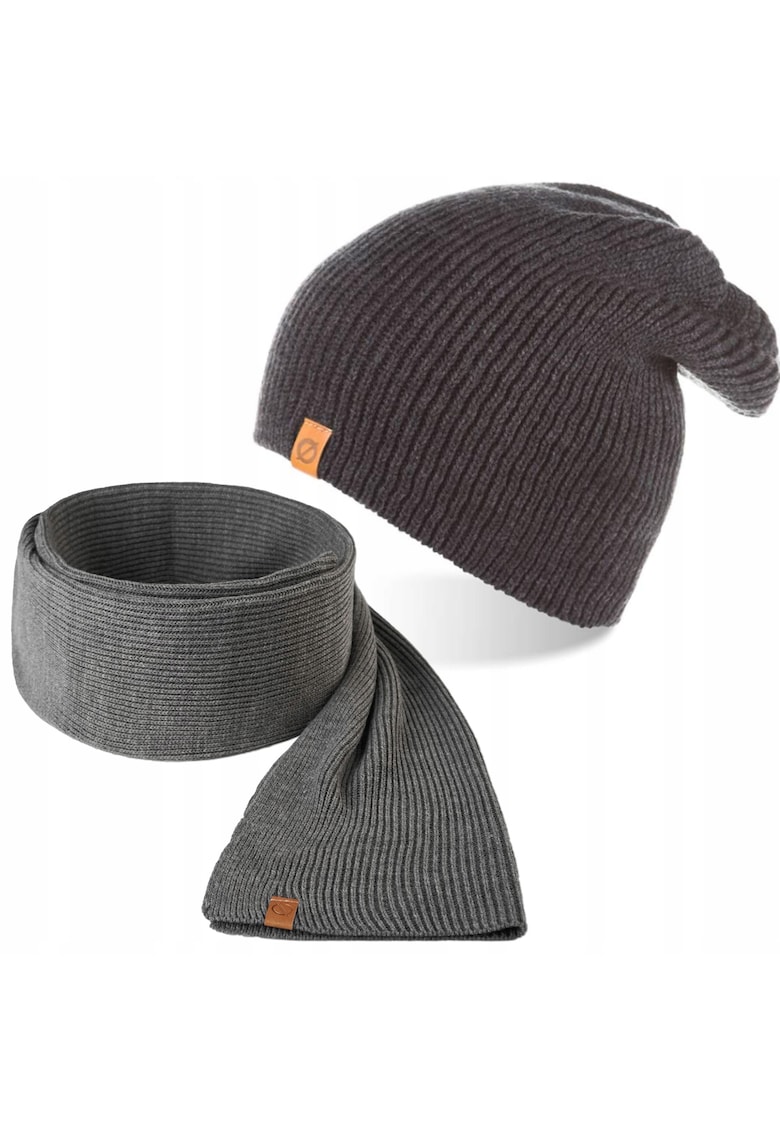 Set caciula si fular barbati Brodrene - Acril - Gri inchis