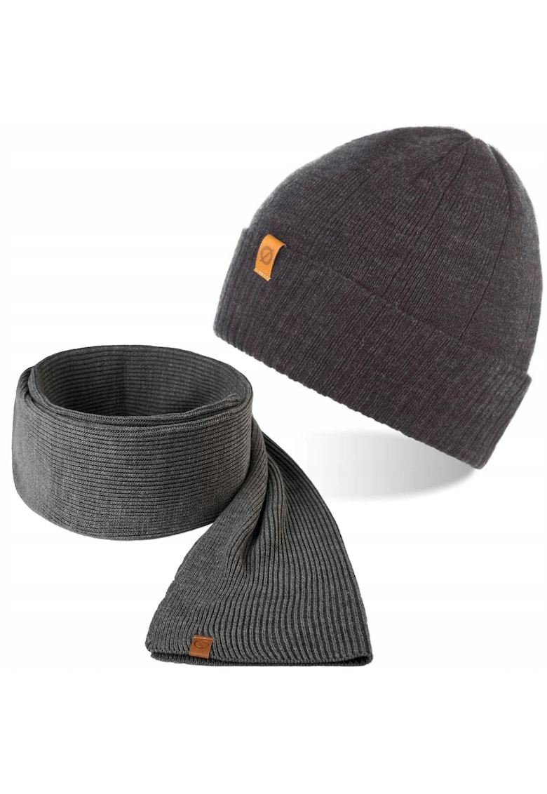 Set caciula si fular barbati Brodrene - Acril - Gri inchis