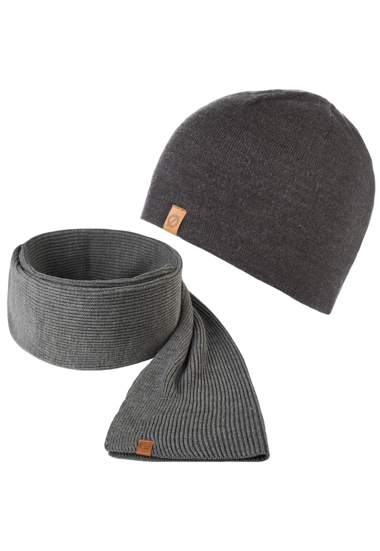 Set caciula + fular barbati - Brodrene - Acril - Circumferinta 56-60 cm - Fular 170 x 30 cm - Gri inchis