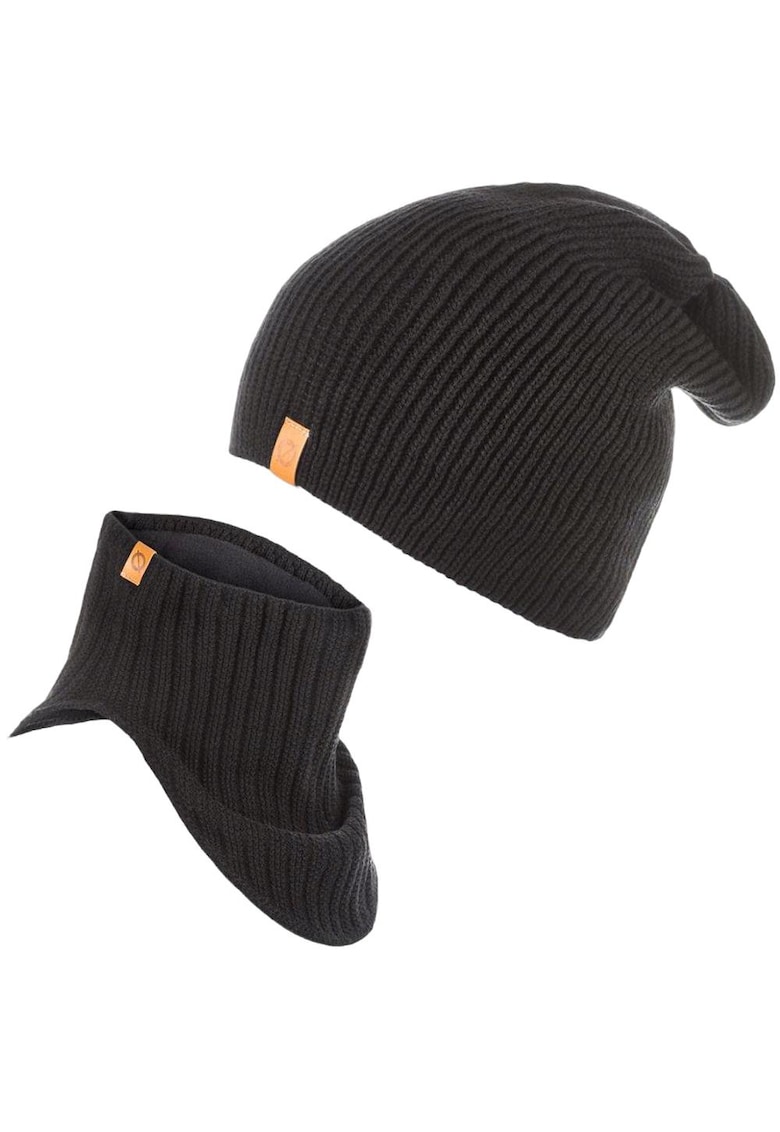 Set caciula + fular tip guler barbati - Brodrene - Acril - Circumferinta 56-60 cm - Fular 25 x 20.5 cm - Negru