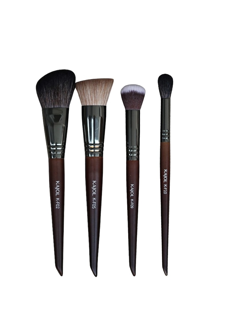 Set - - Perfect Insta Face” - 4 pensule profesionale pentru machiajul tenului din par natural de capra si fibra sintetica - handmade - ™