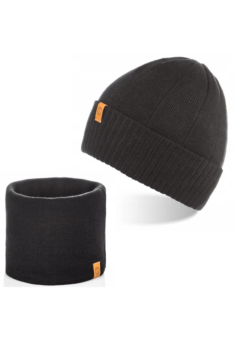 Set caciula si fular barbati Brodrene - Acril - Negru