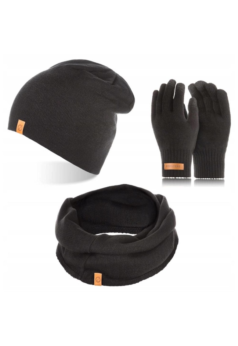 Broedrene Set caciula cu fular si manusi barbati Brodrene - Acril - Negru