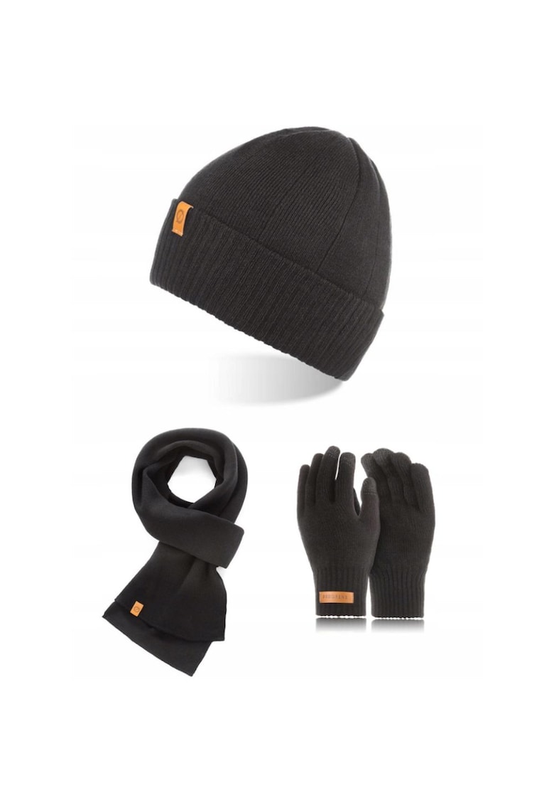 Broedrene Set caciula cu fular si manusi barbati Brodrene - Acril - Negru