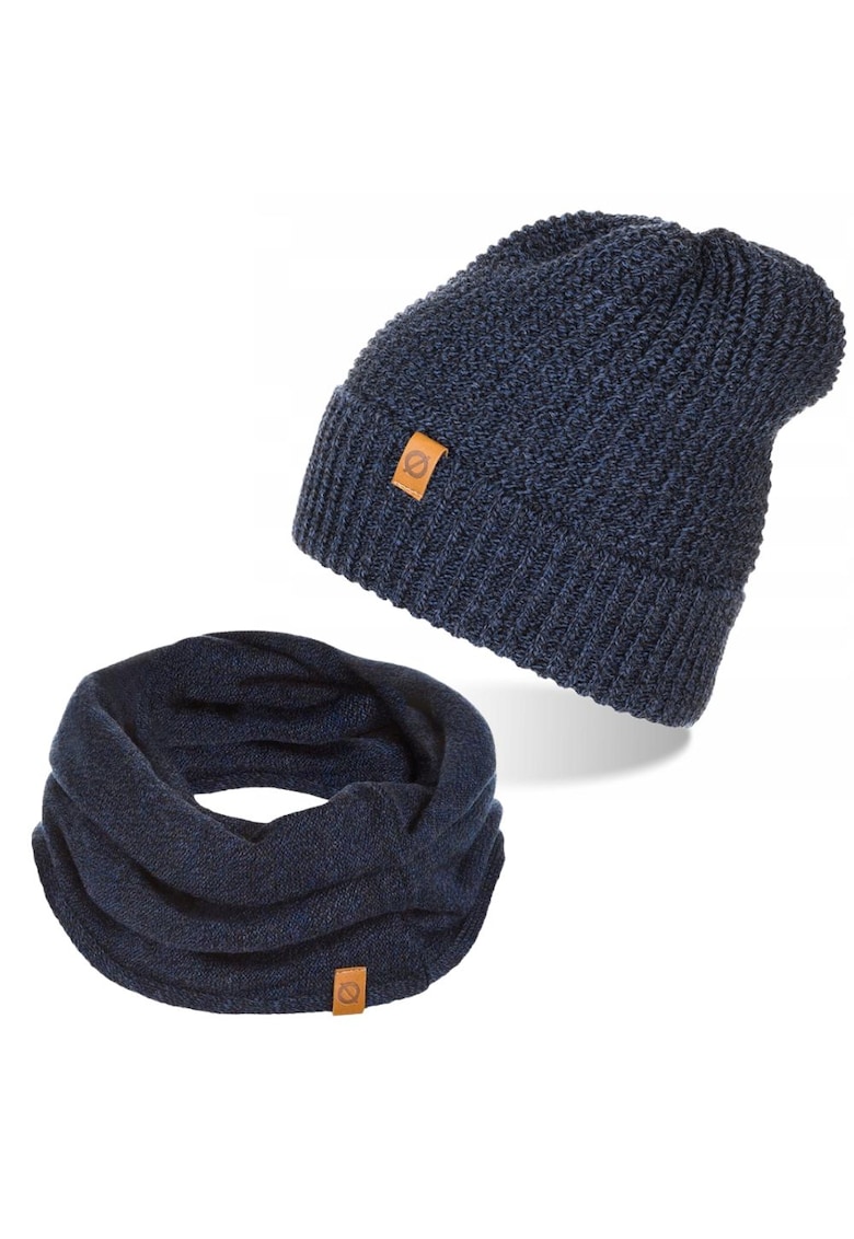Set caciula cu fular barbati Brodrene - Acril - Albastru inchis