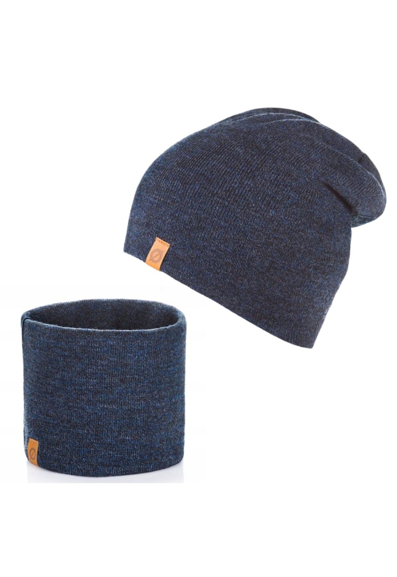 Set caciula cu fular barbati Brodrene - Acril - Albastru inchis