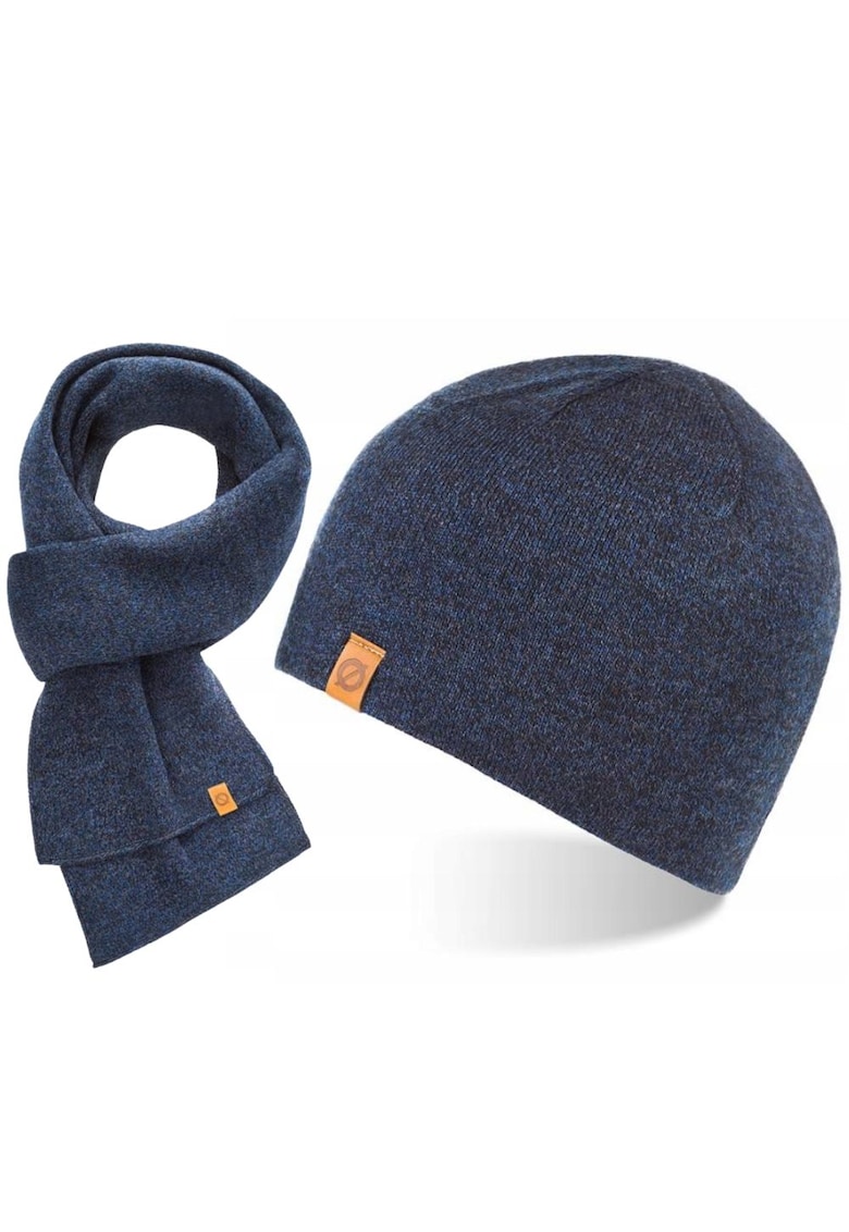 Set caciula cu fular barbati Brodrene - Acril - Albastru inchis