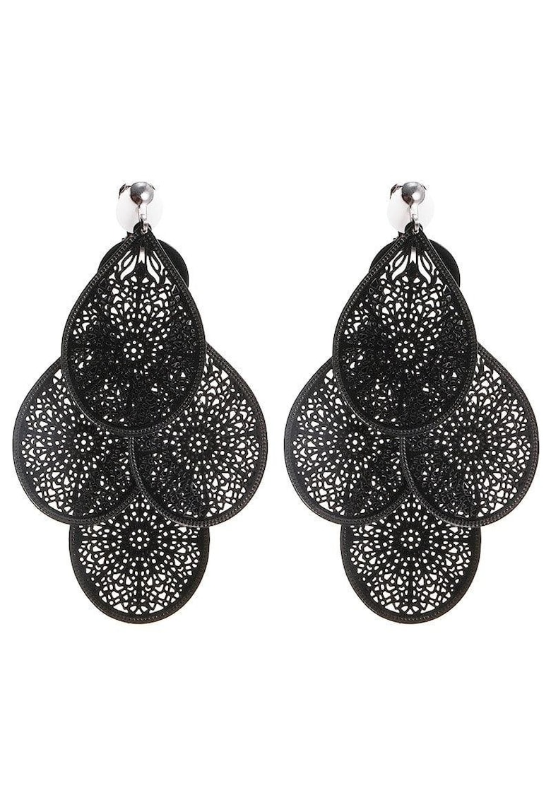 Cercei negri - cu clips si petale - Edele C2 -