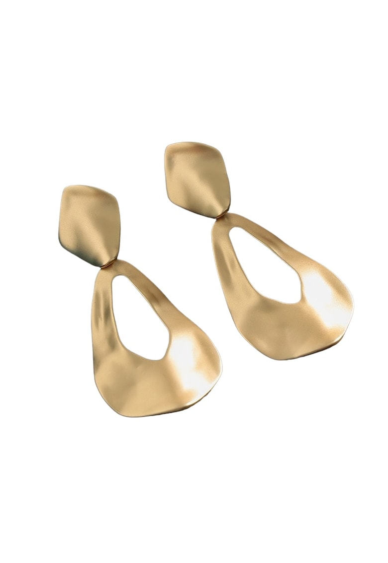 Cercei aurii - cu clips - textura sifonata - Eisa C2 -