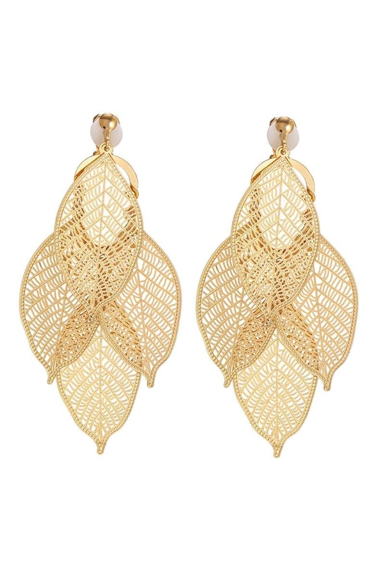 Cercei aurii - cu clips - forma de frunze - Dilara C1 -