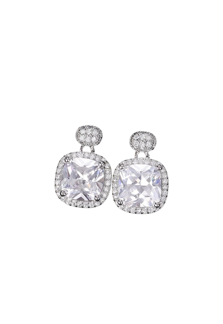 Cercei argintii - patrati - cu pietre din zirconiu - Cresta C16 -