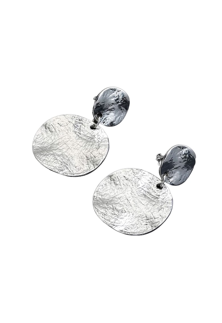 Cercei argintii - cu clips - textura zgariata - Edvia C2 -