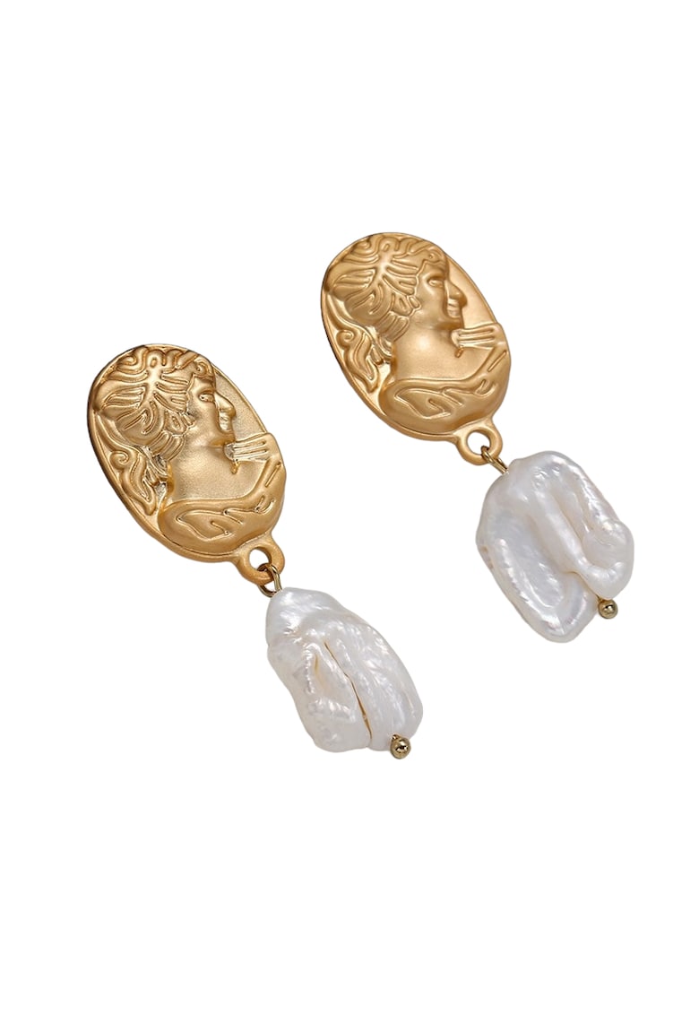 Cercei aurii - cu clips si perle - Elicia C3 -