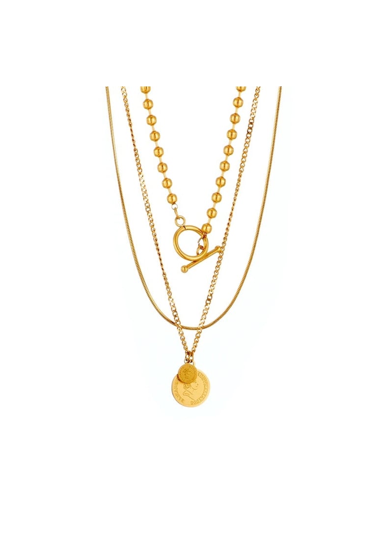 Colier auriu - in 3 straturi - cu banuti - Darly C5 -