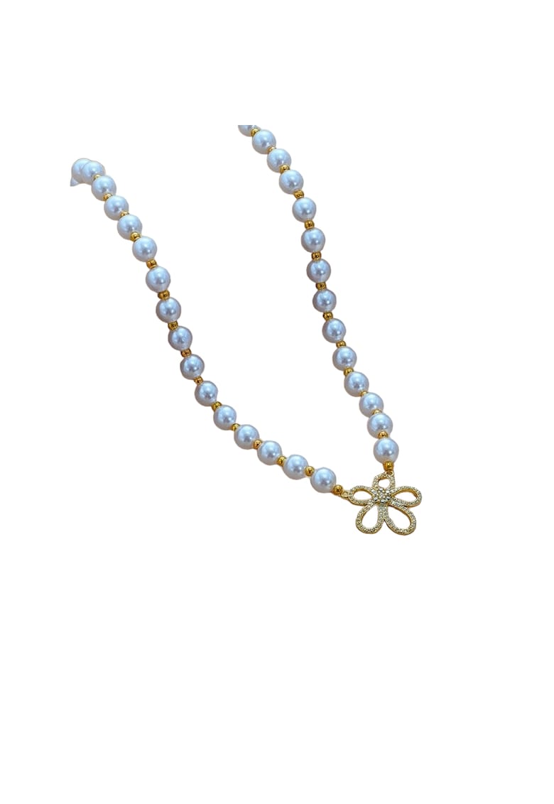 Colier auriu - cu perle si floare - Debby C5 -