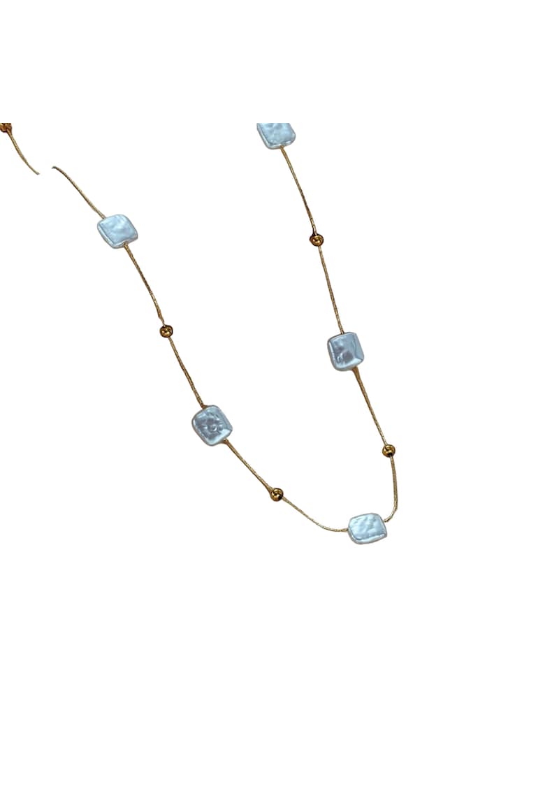 Colier auriu - cu perle patrate - suflat cu aur 14k - Davie C5 -
