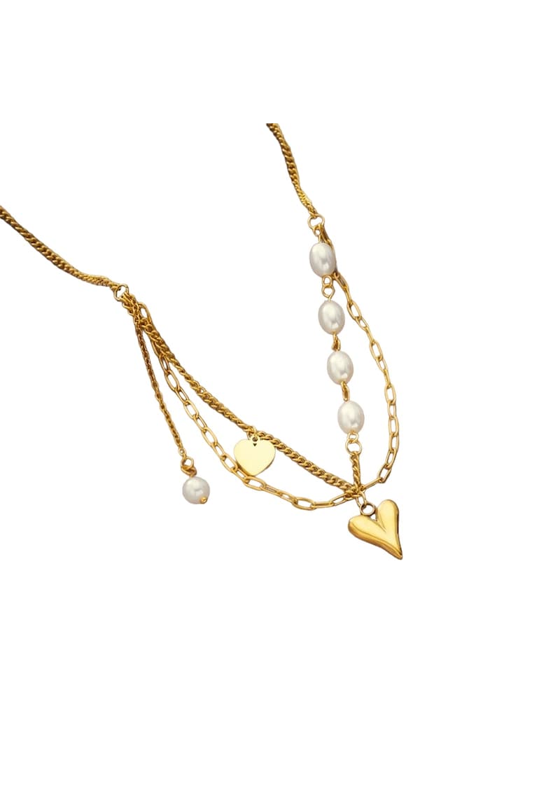 Colier auriu - cu perle si inimioara - Dea C5 -