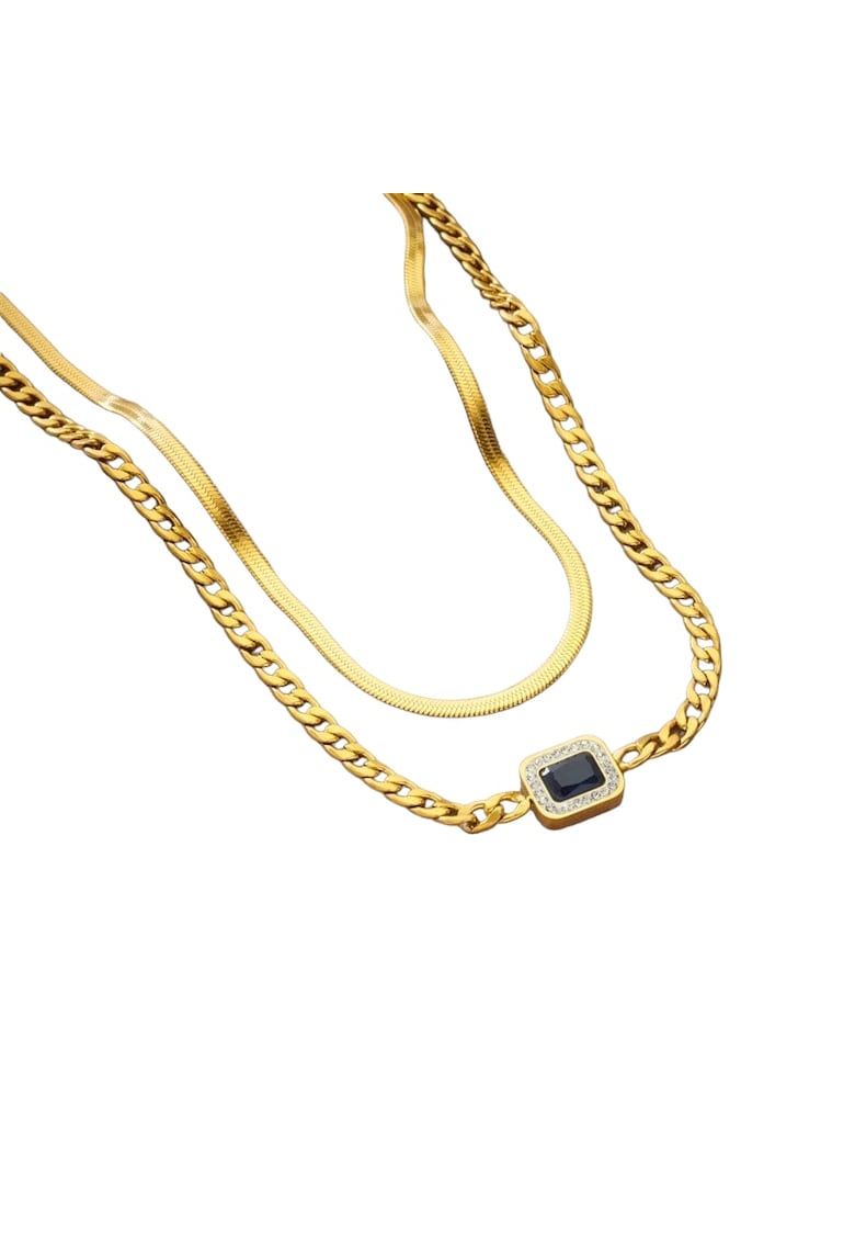 Colier auriu - in 2 straturi - cu zale si pietre - Dave C5 -