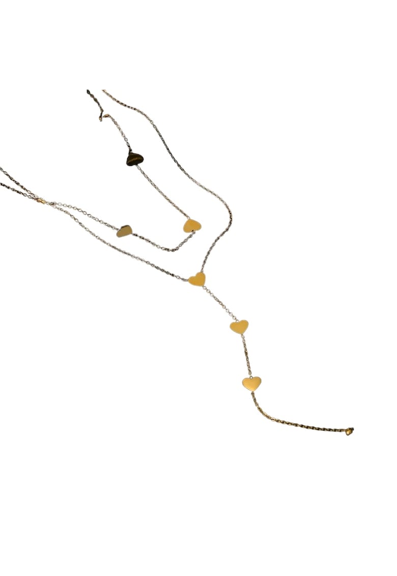 Colier auriu - in 2 straturi - lung - cu inimioare - Debora C5 -