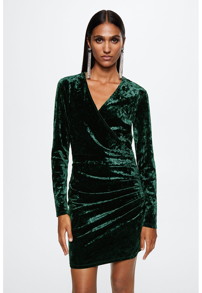 Rochie de catifea cu decolteu cache-coeur Xras