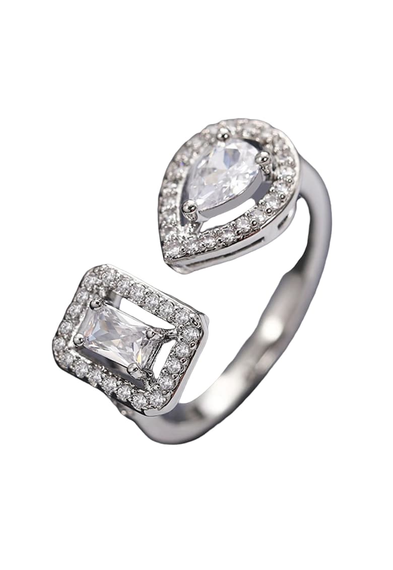 Inel argintiu - reglabil - cu pietre din zirconiu - Alena C17 -