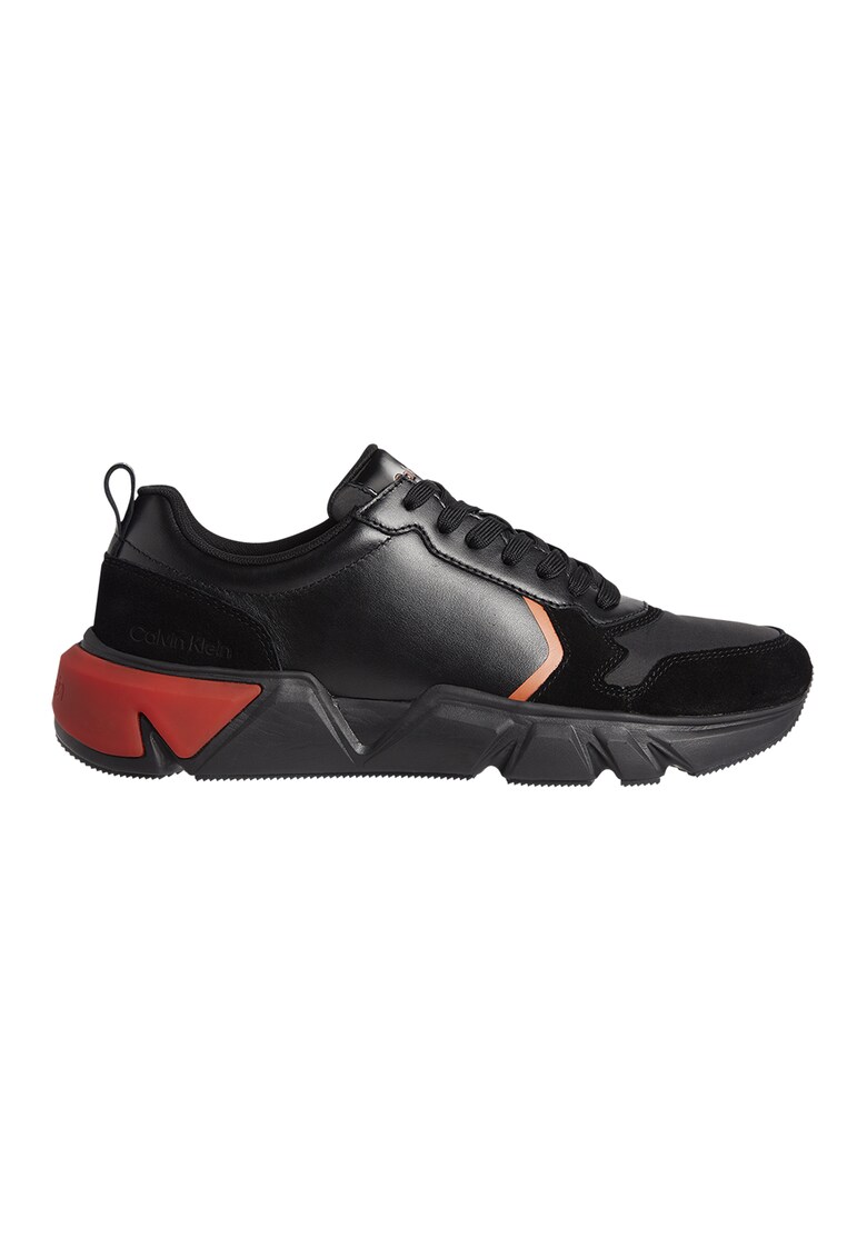 Pantofi sport cu detalii de piele si piele intoarsa