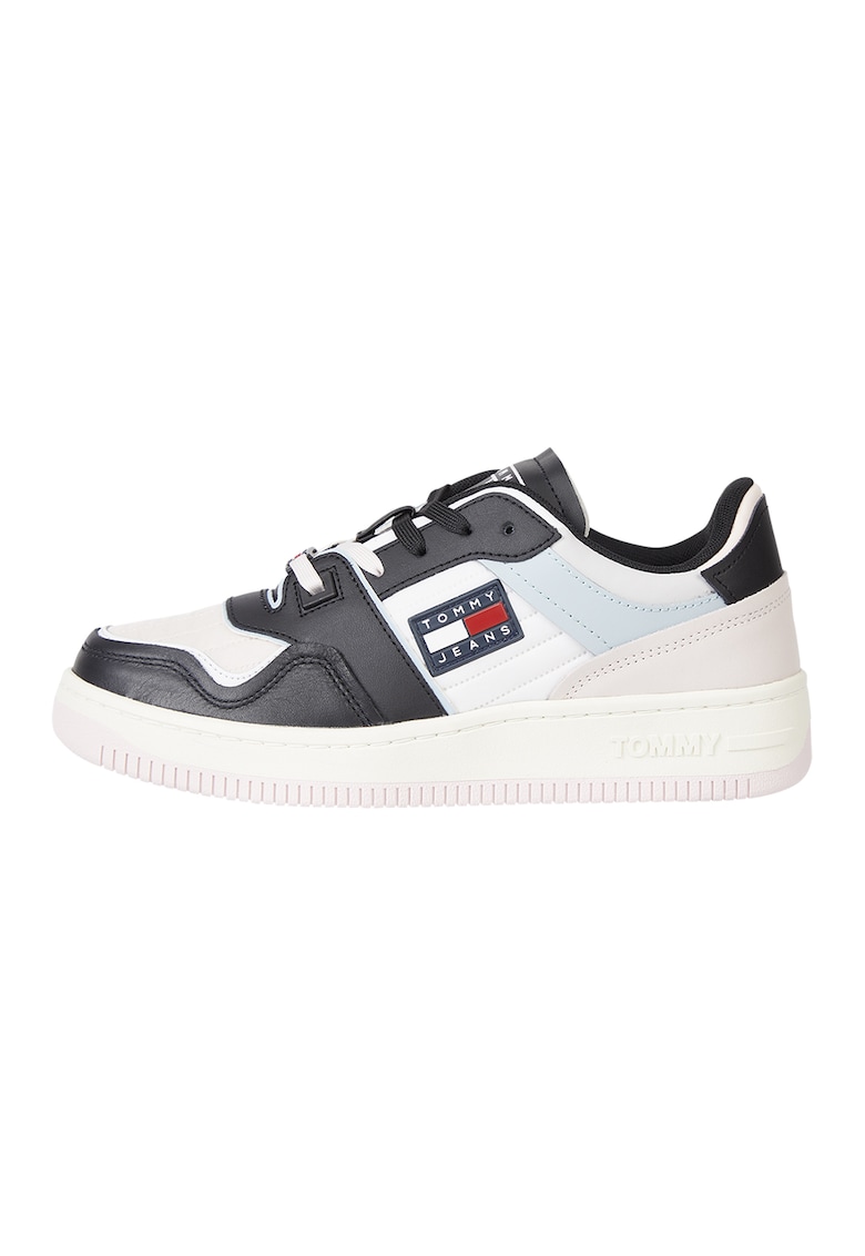 Pantofi sport de piele si piele ecologica cu logo