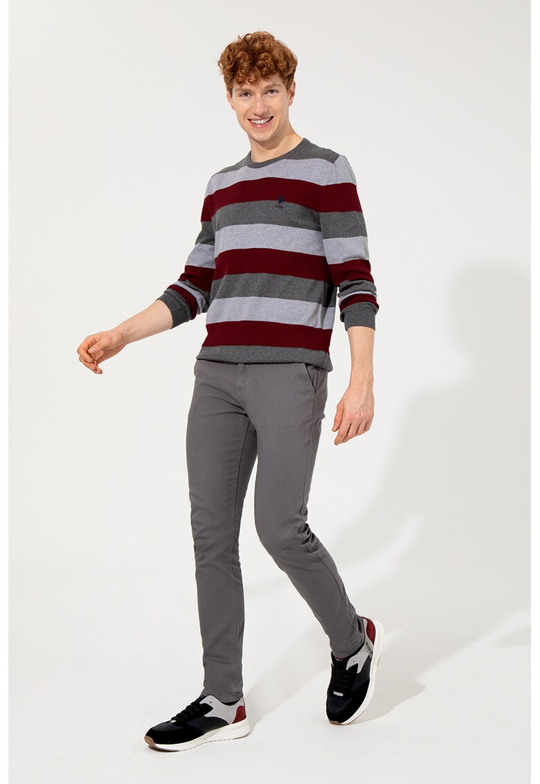 Pantaloni texturati cu talie medie