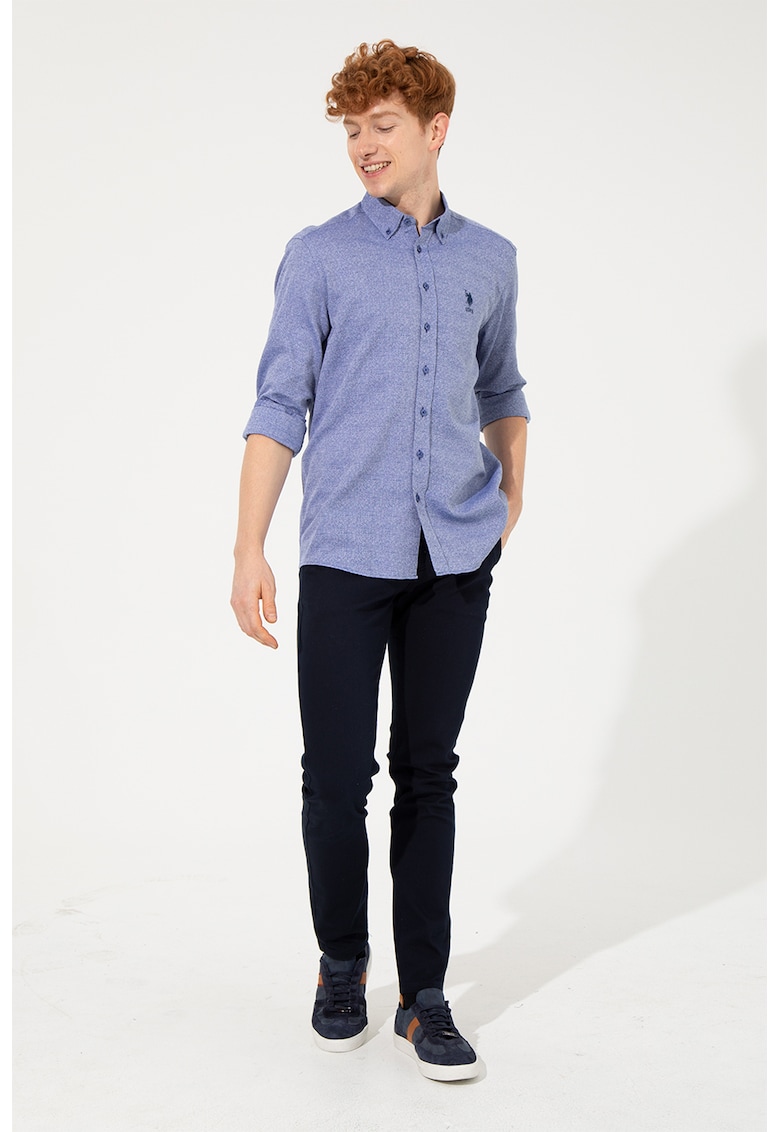 Pantaloni texturati cu talie medie