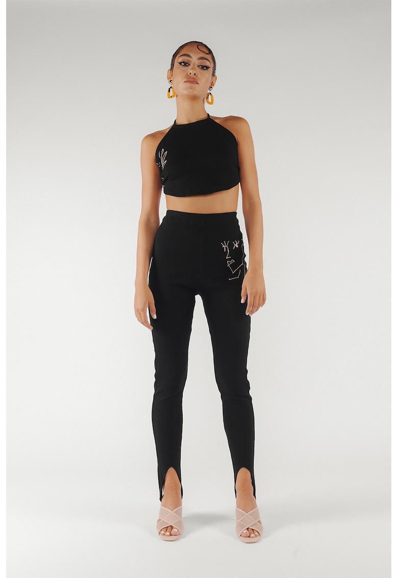 Pantaloni stirrup cu broderii