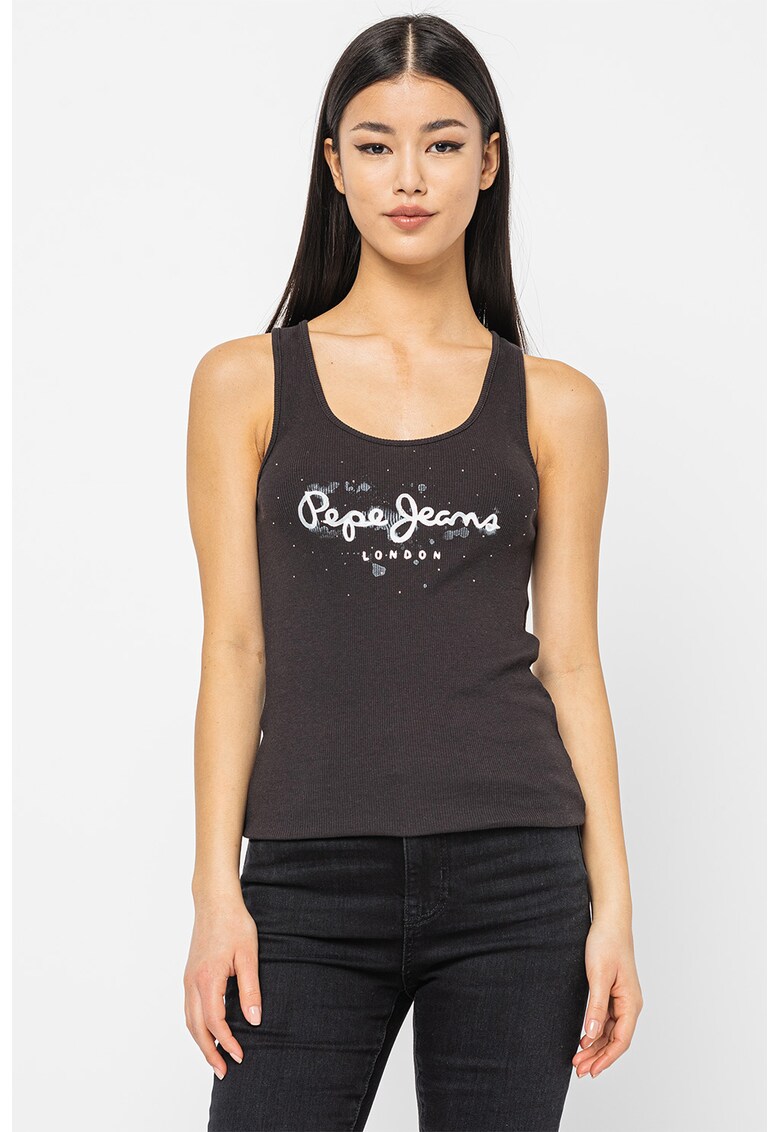 Top cu logo Ozella - Negru